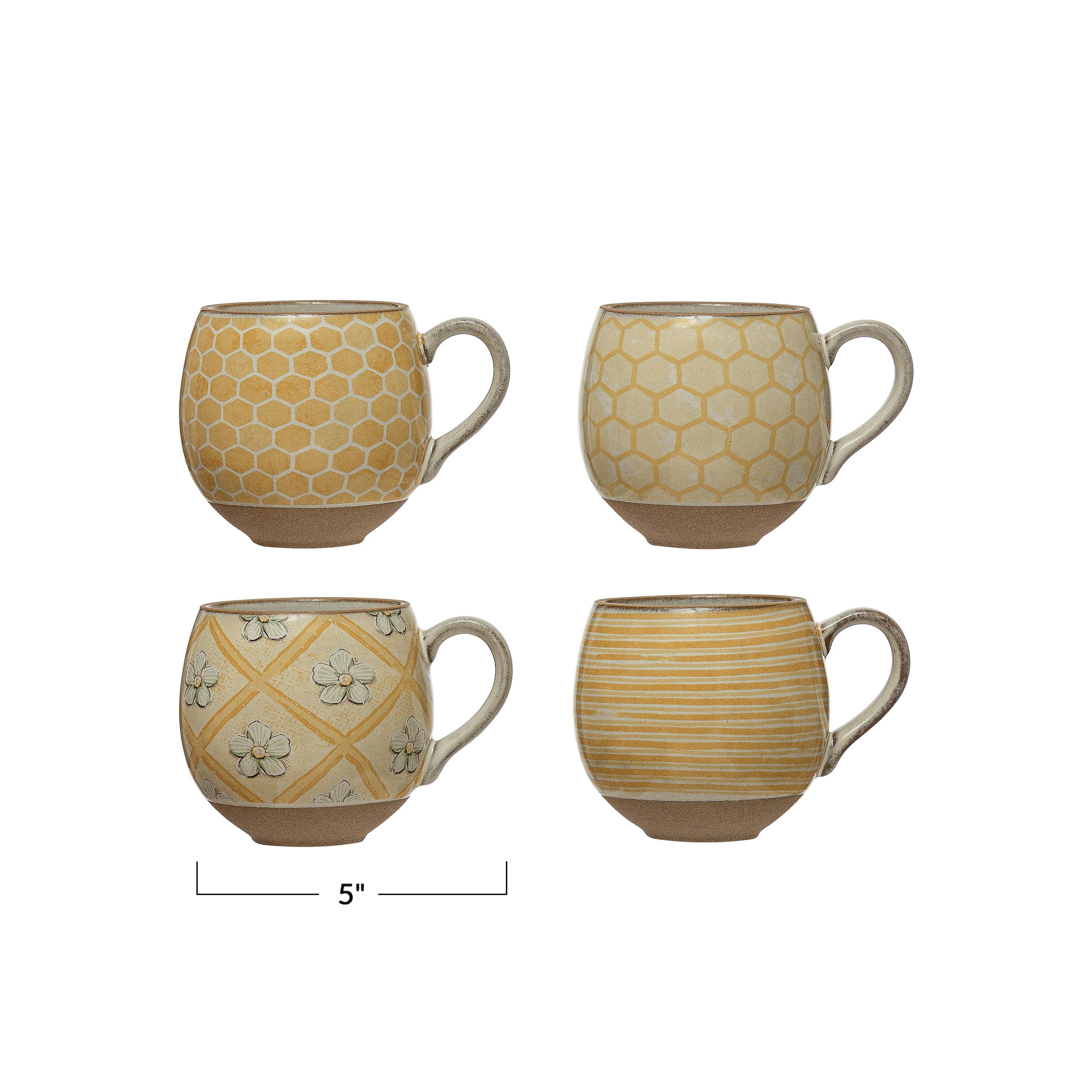 Hello Honey® 12oz. Stoneware Mug with Pattern and Interior Bee Image